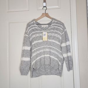 Vintage Havana Heather Grey Striped Knit Sweater | Medium | NWT
